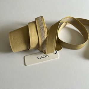 ADA LEATHER WRAP BELT PALE YELLOW OS NWT